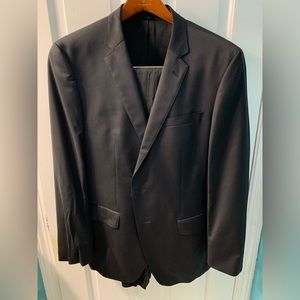 HUGO BOSS Suit 42R W34 Italian Super 120 BLACK Huge 6 Genius 5 WOOL SLIM SUIT